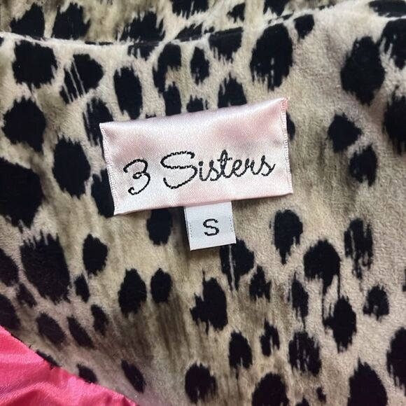 3 Sisters Faux Leopard Velvet Animal Print Swing Stroller Coat Vintage Women’s S - Picture 8 of 11